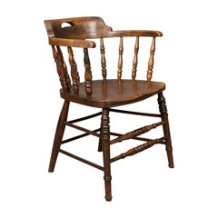 Antiker viktorianischer Stuhl mit Bogenlehne:: englische Ulme Windsor:: um 1870