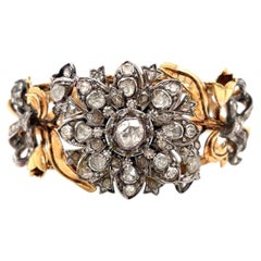 VICTORIAN Antique Bracelet 18K Rose Gold Silver Top 6.50 CTW Rose Cut Diamond