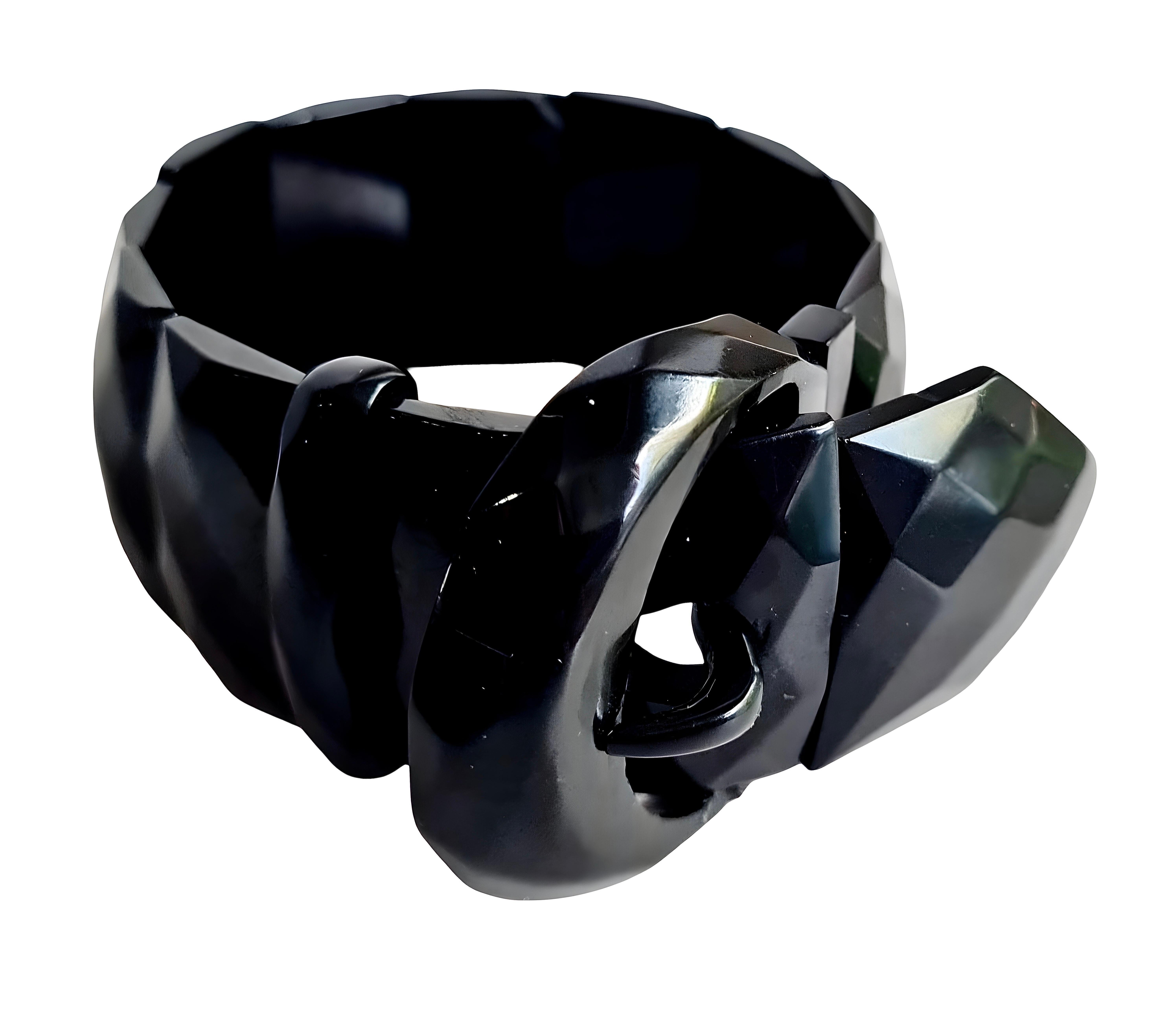 Bracelet victorien à boucle ancienne Whitby Jet, de collection, extensible circa 1880 État moyen - En vente à Kings Langley, GB