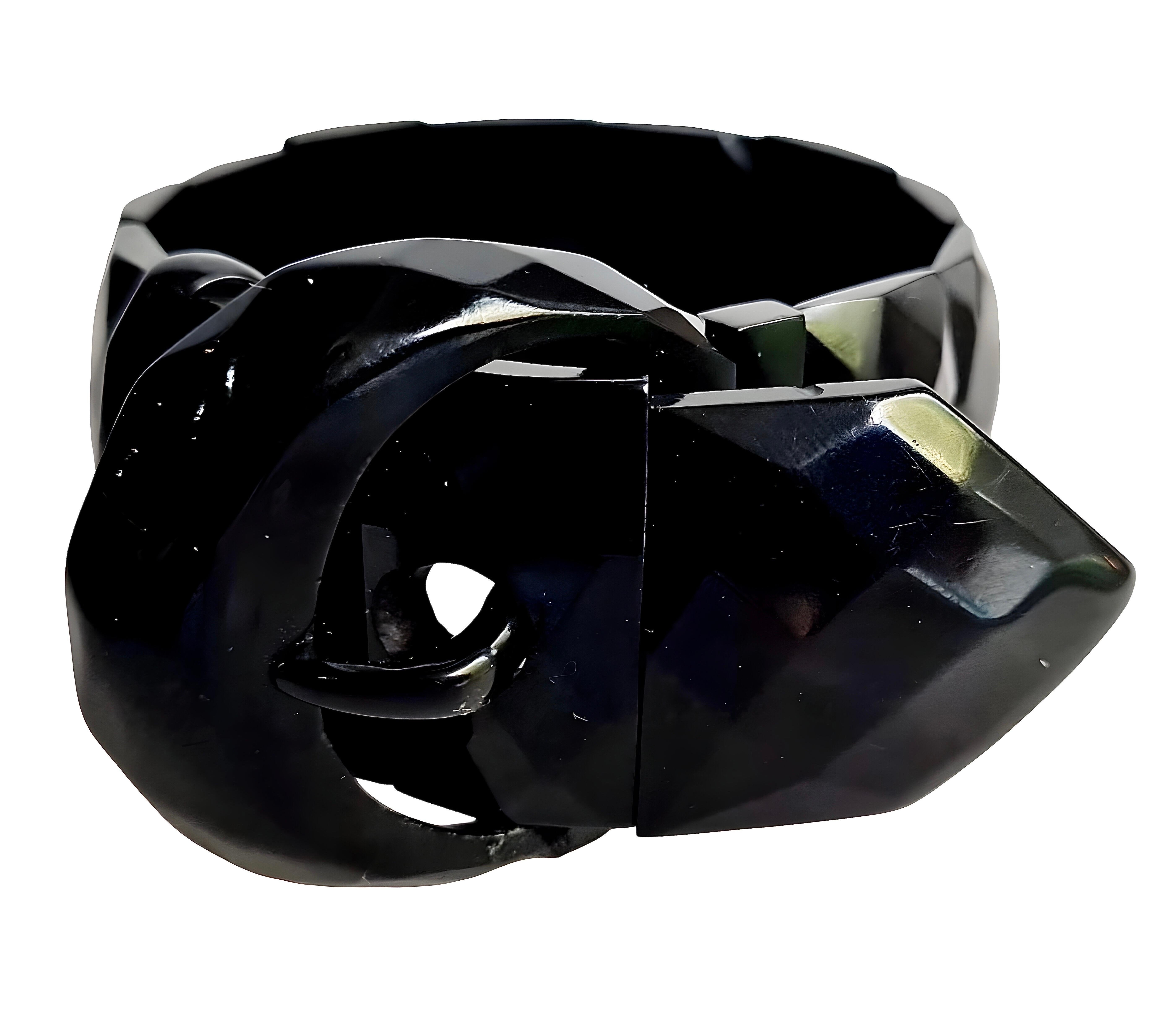 Bracelet victorien à boucle ancienne Whitby Jet, de collection, extensible circa 1880 en vente 2