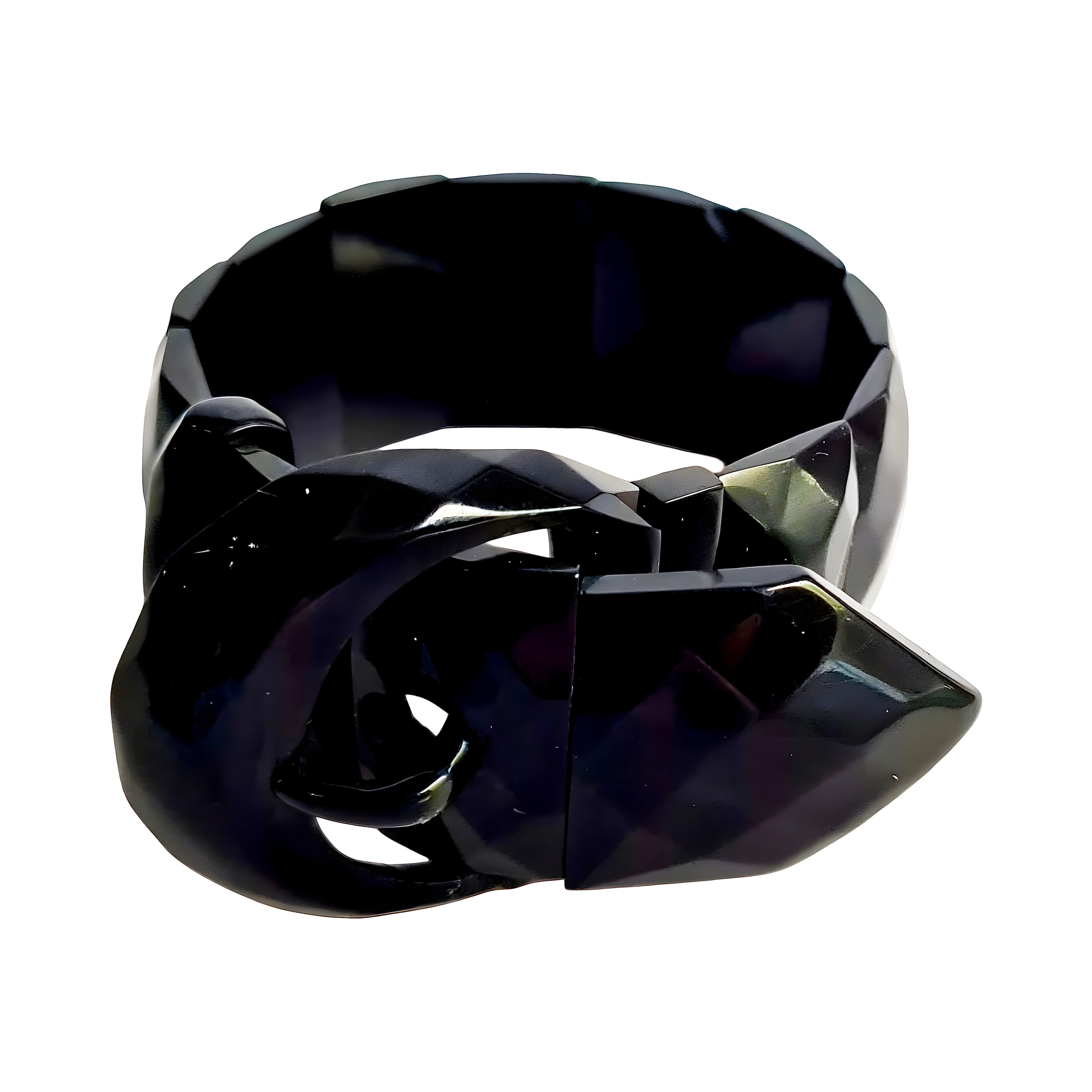 Bracelet victorien à boucle ancienne Whitby Jet, de collection, extensible circa 1880 en vente 3