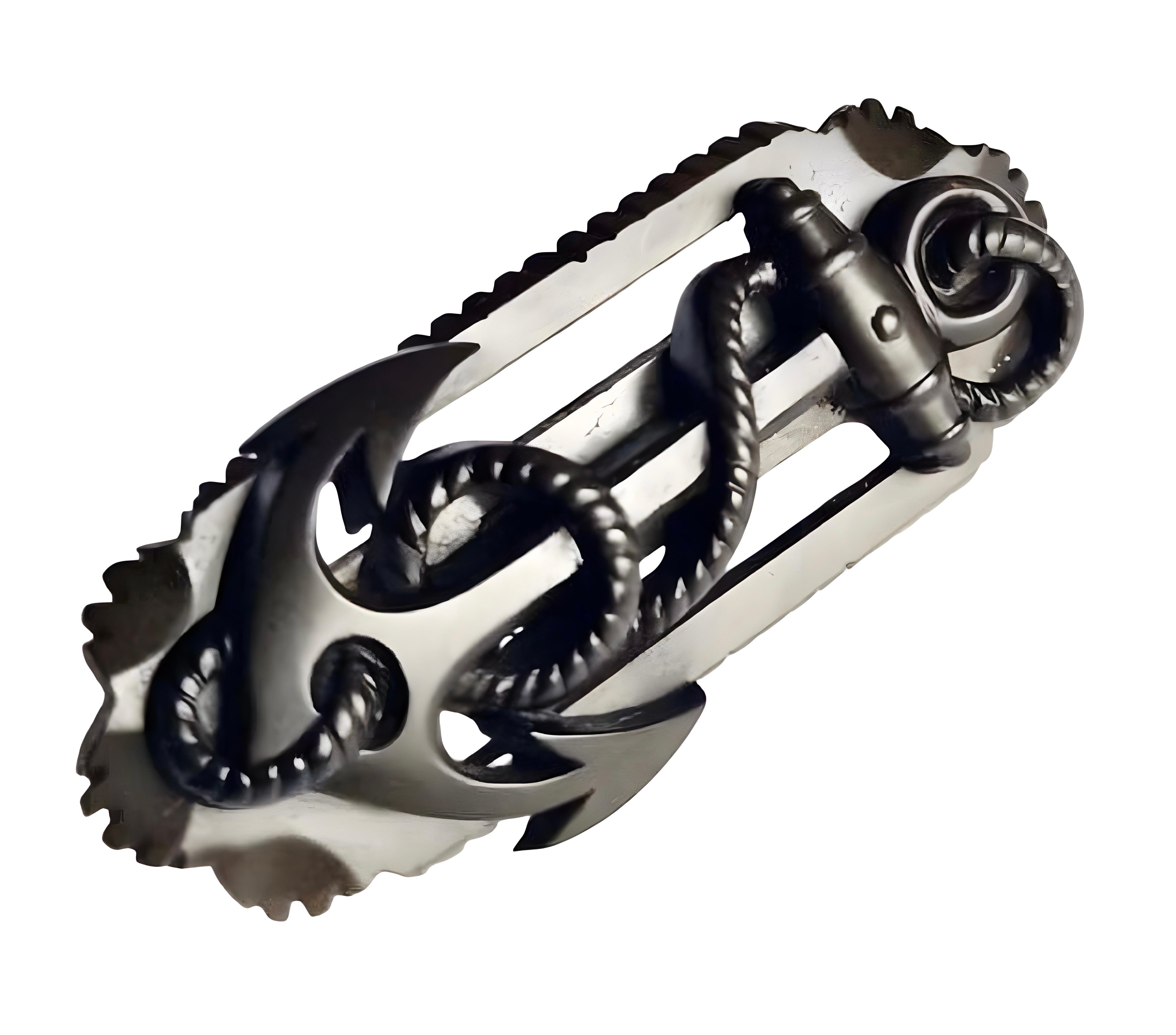 Victorien antique sculpté Oak Oak broche d'ancre, bijoux de deuil, nautique Unisexe en vente