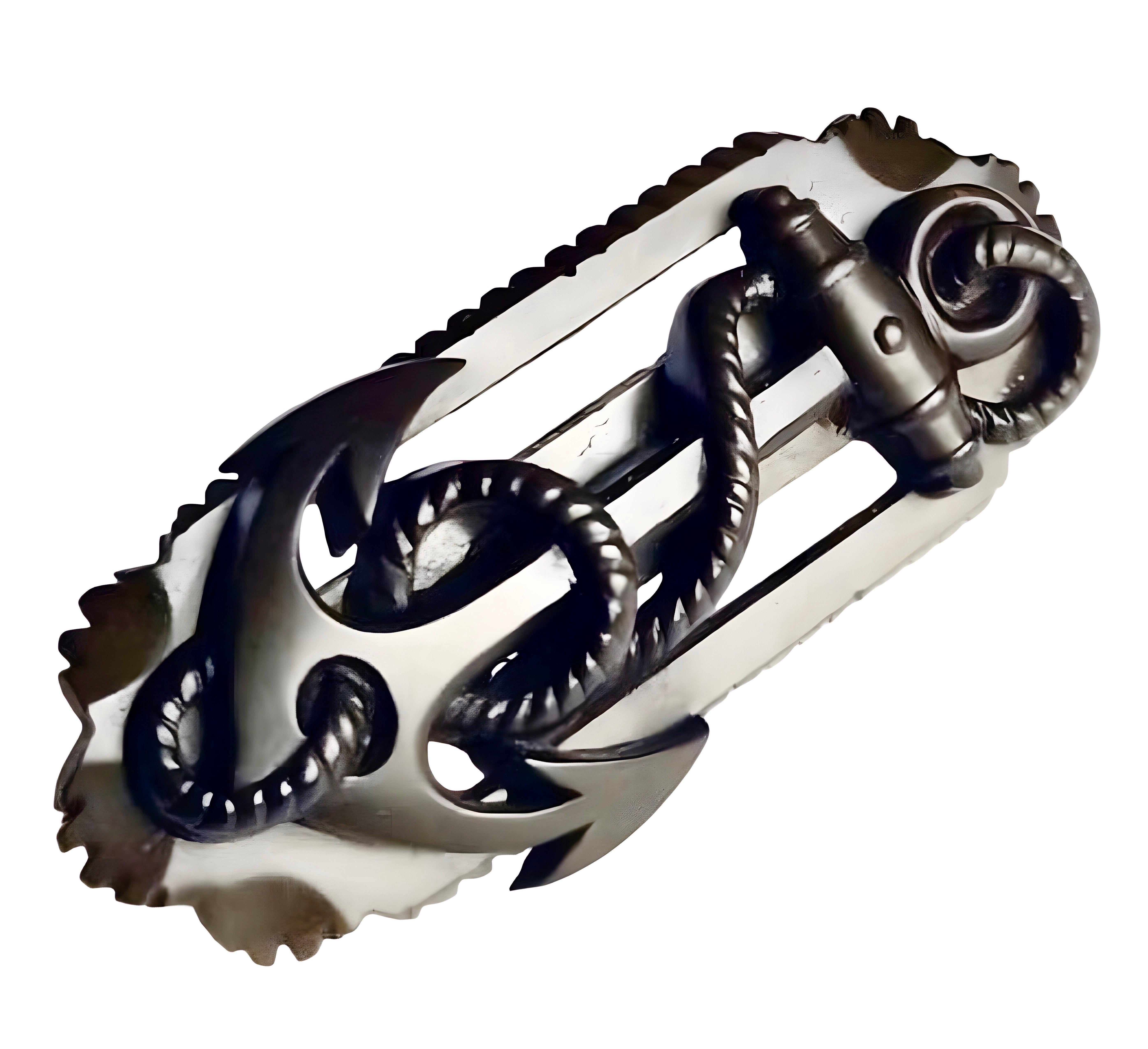 Victorien antique sculpté Oak Oak broche d'ancre, bijoux de deuil, nautique en vente 3