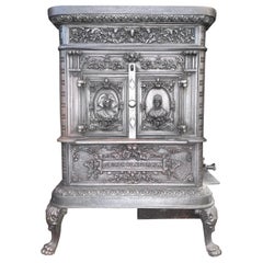 Victorian Used Cast Iron Wood Burning Stove by De Dietrich & Niederbronn