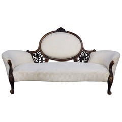 Victorian Antique Chaise Longue Love Seat Sofa, 18th-19th Century