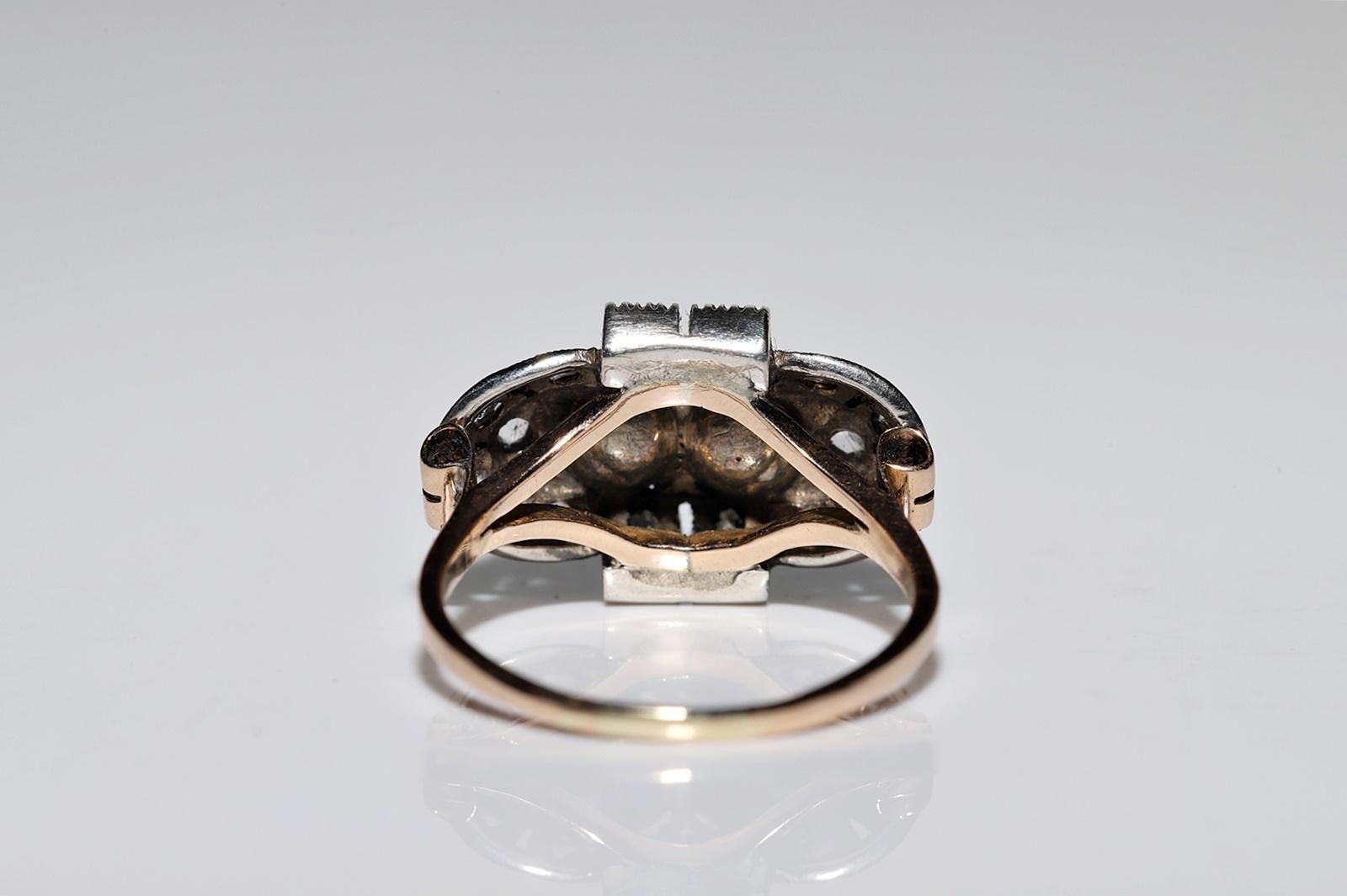Viktorianischer antiker Ring, um 1900, 14k Gold, Platin, Silber, natürlicher Diamant im Rosenschliff  im Angebot 8