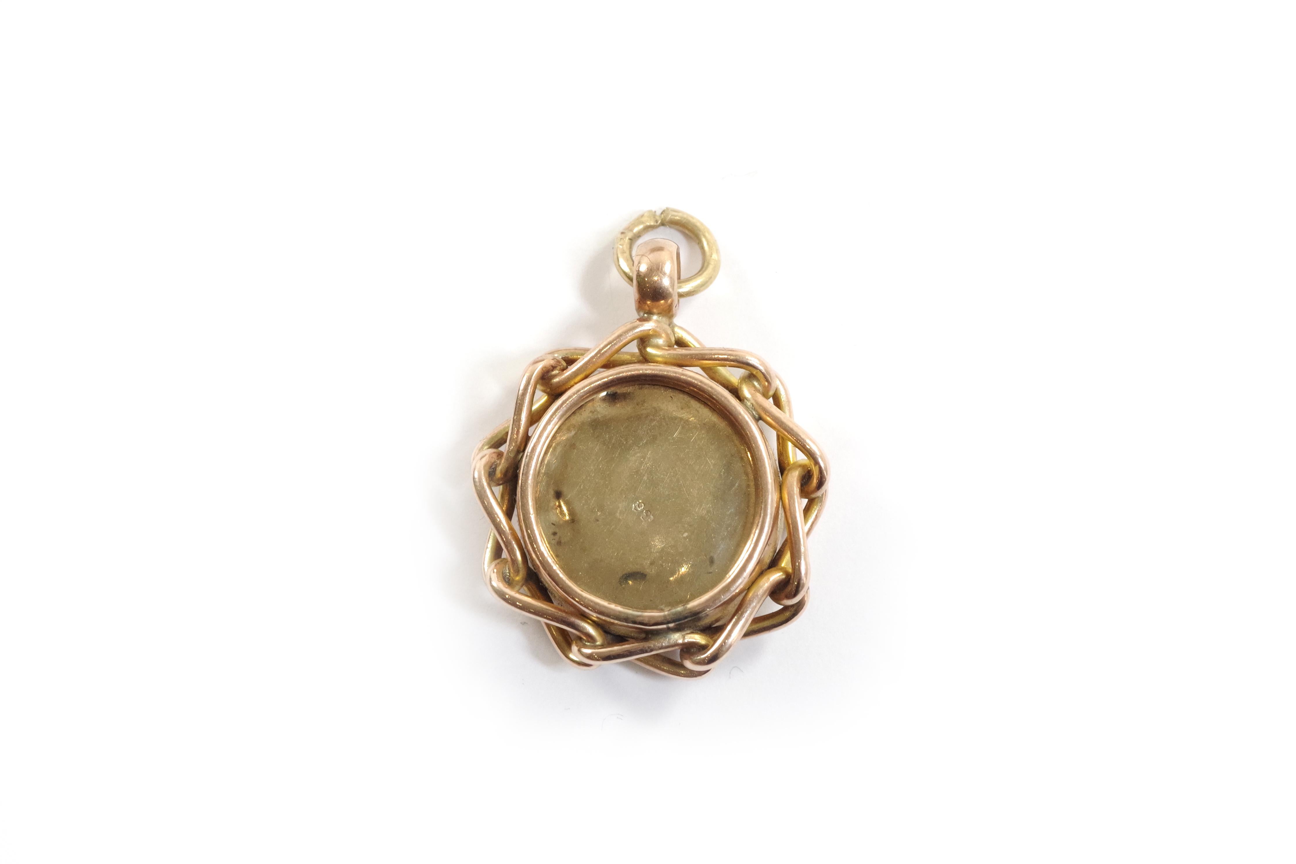 Women's or Men's Victorian antique compass pendant in 9 karats gold For Sale