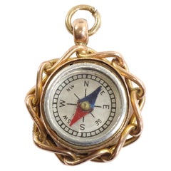 Viktorianischer antiker Kompass-Anhänger aus 9 Karat Gold