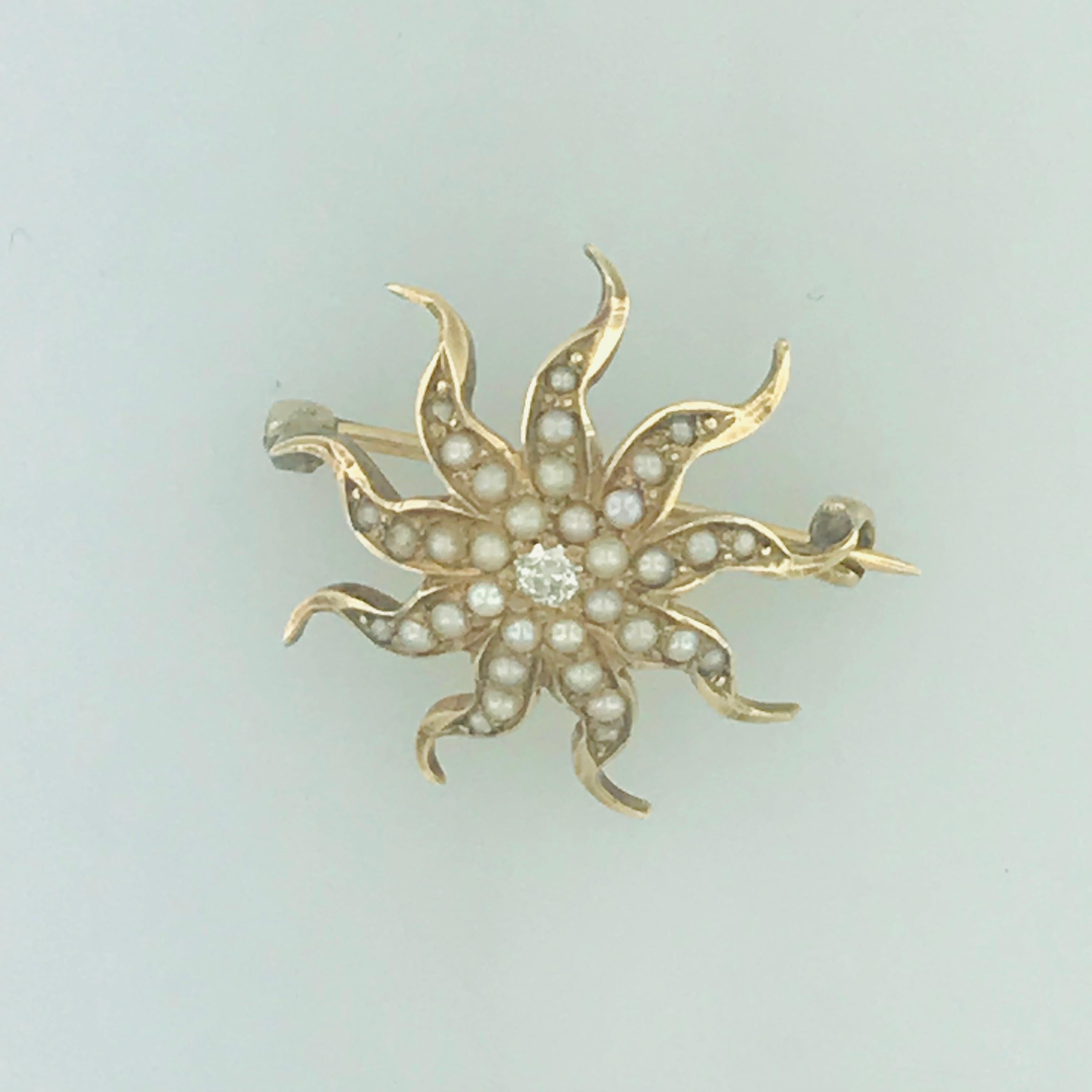 antique seed pearl brooch
