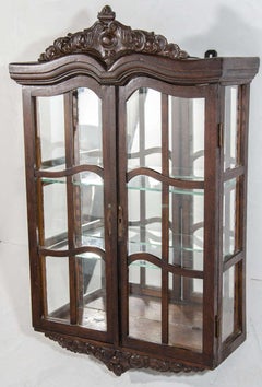 Victorian Antique Curio Cabinet with Hand Carved Wood Designs