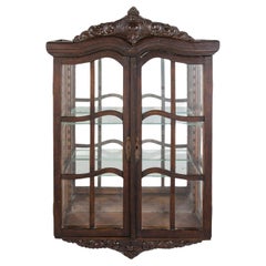 Victorian Antique Curio Cabinet with Hand Carved Wood Designs