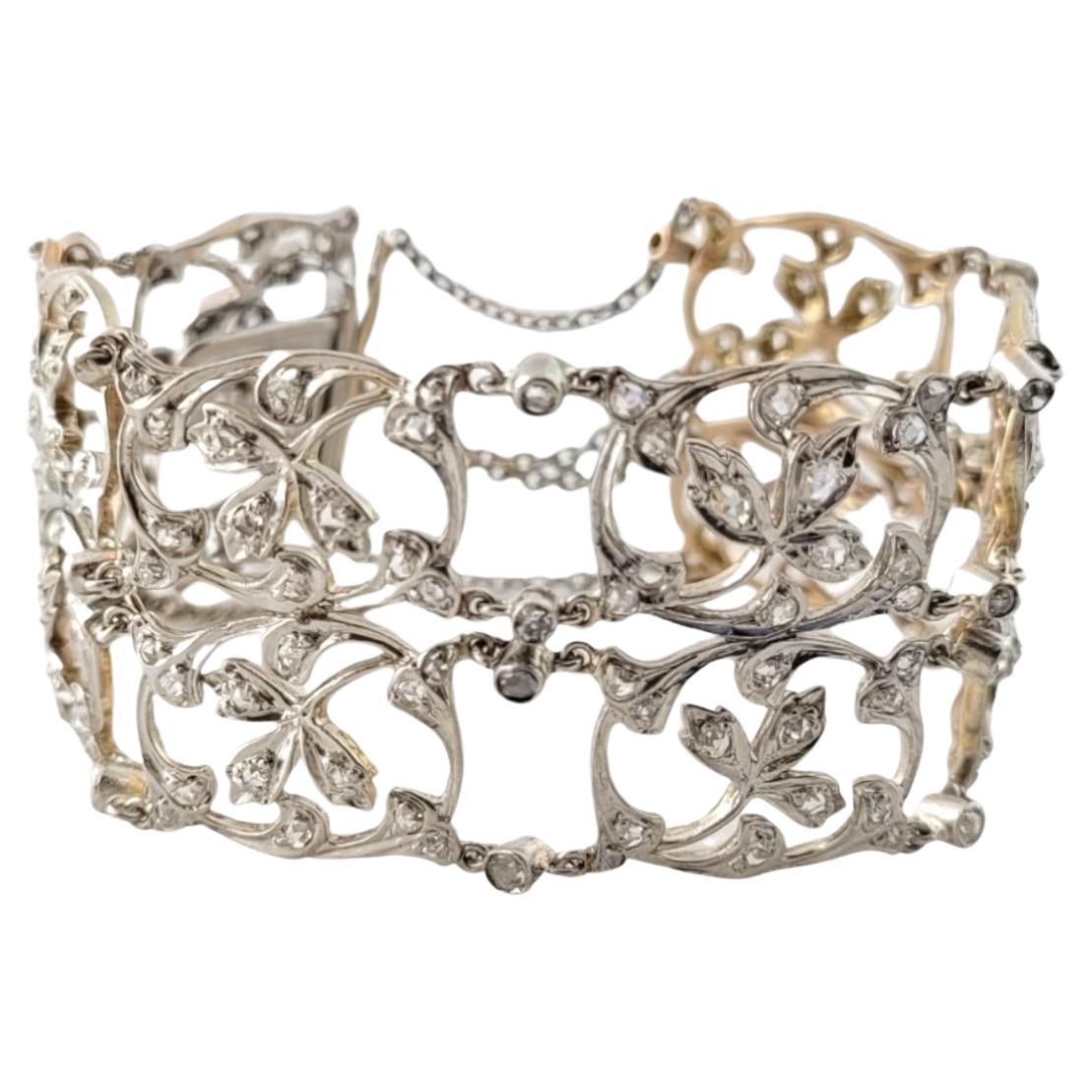 Viktorianisches antikes Design Platin 18K Roségold Diamantarmband #16461 im Angebot