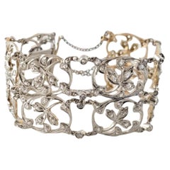 Victorian Antique Design Platinum 18K Rose Gold Diamond Bracelet #16461