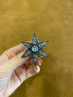 Victorian Antique Diamond Astral Star Brooch in Gold