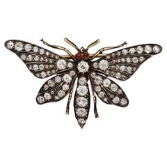 Victorian Antique Diamond Butterfly Brooch / Hair Ornament Circa 1870s
