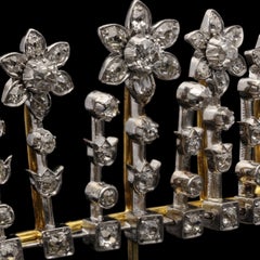 Victorian Antique Diamond Floral Fringe Tiara Necklace Circa 1890s