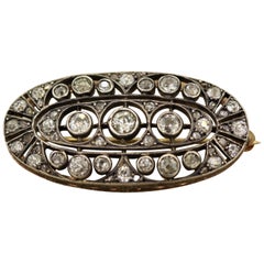 Victorian Antique Diamond Gold Brooch