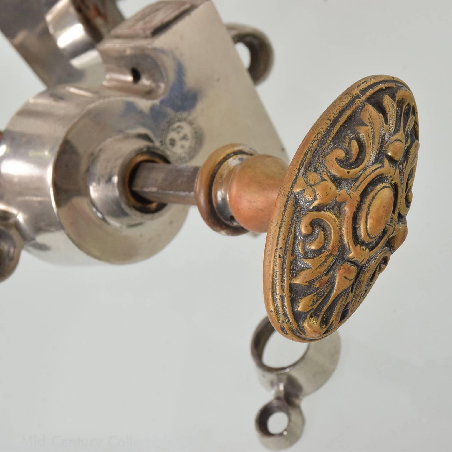 Victorian Antique Door Knobs in Brass and Stainless Steel In Good Condition In Chula Vista, CA