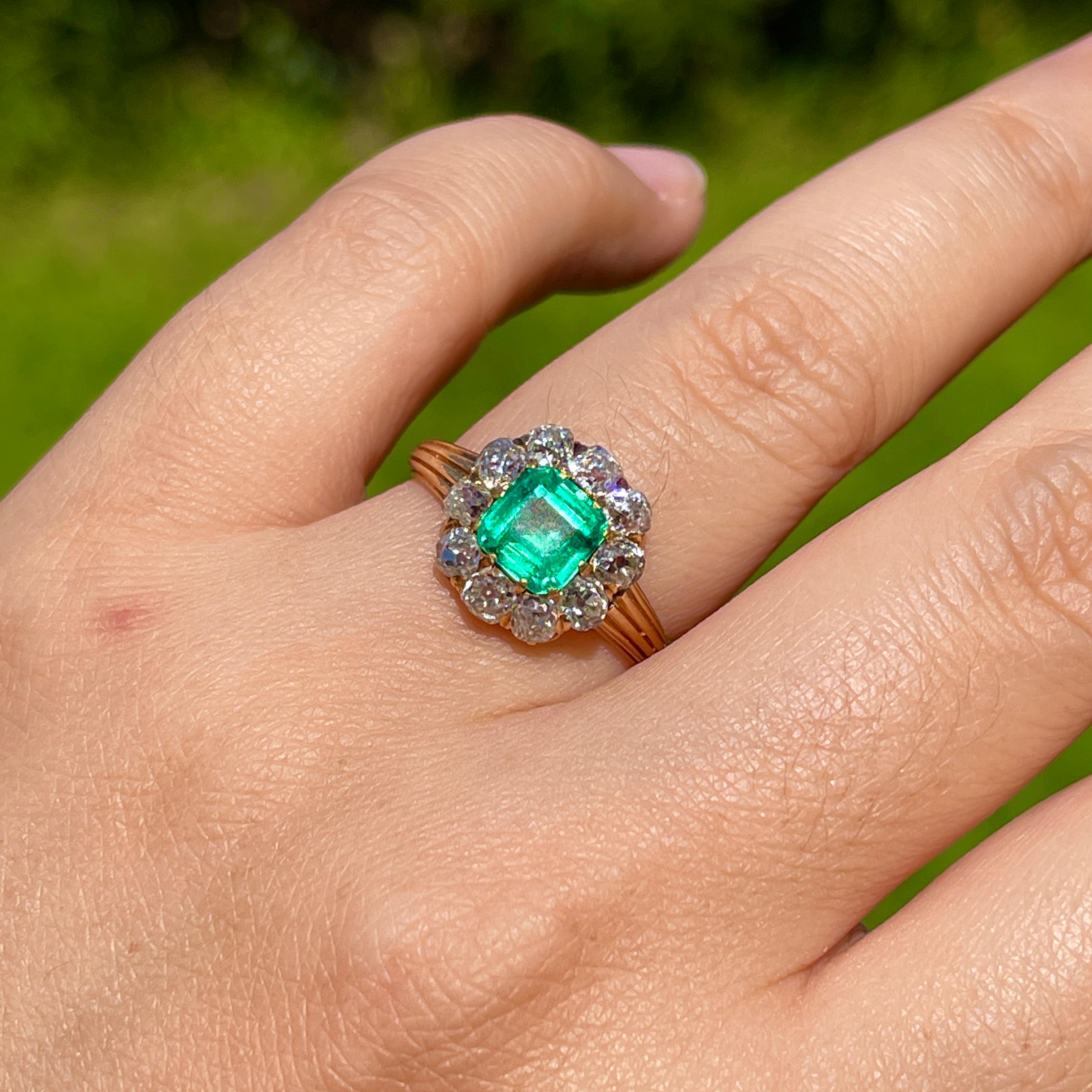 antique emerald and diamond engagement ring