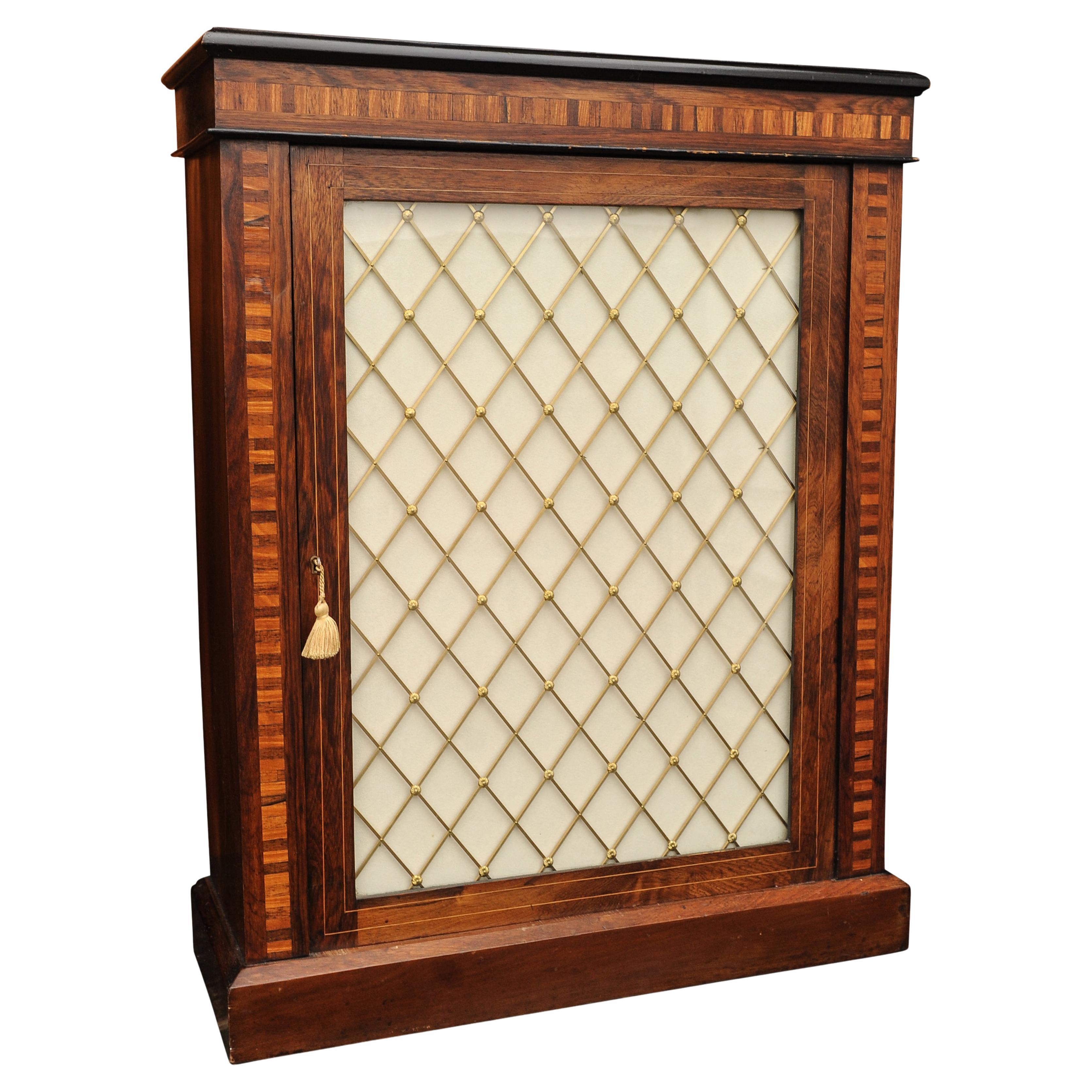 Victorian Antique English Rosewood Pier Cabinet with Glazed Front Circa 1800's