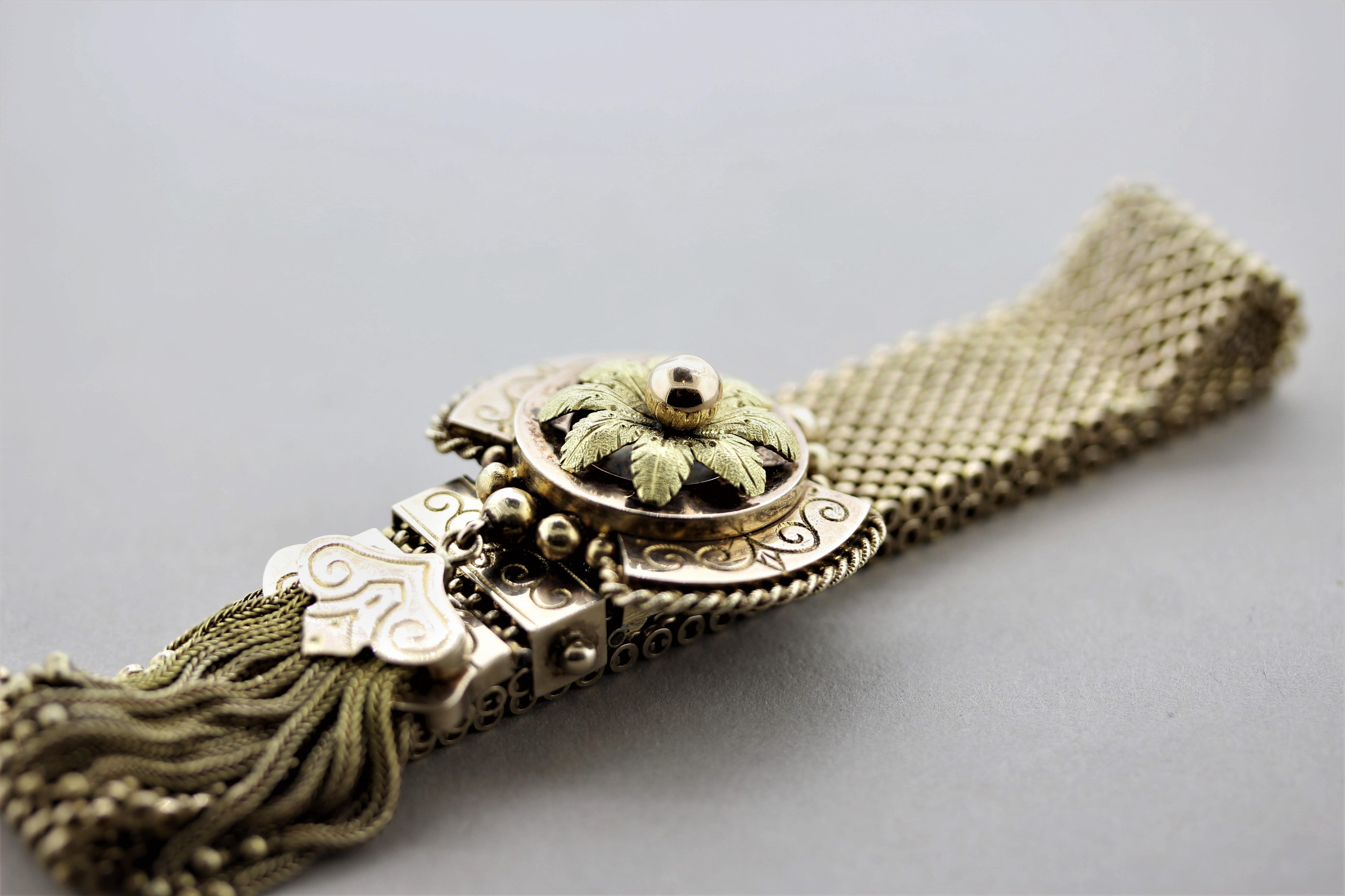 Women's Victorian Antique Floral Motif Gold Slide Bracelet For Sale