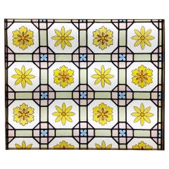 Victorian Used Floral Stained Glass Window