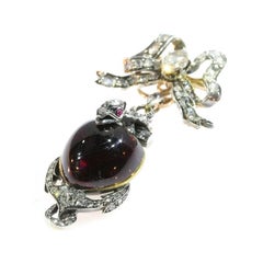 Victorian Antique Garnet and Diamond Snake Pendant Brooch, 1830s