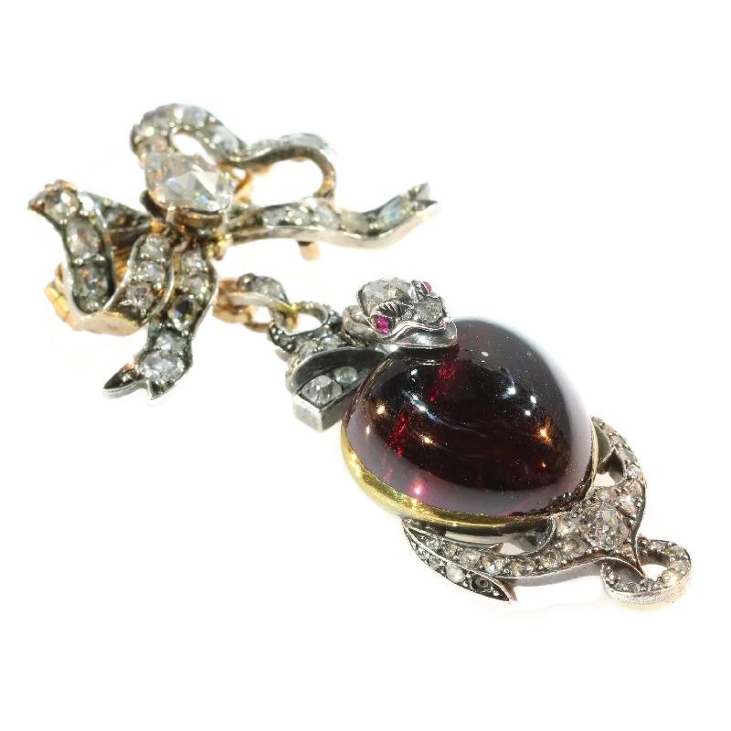 Victorian Antique Garnet and Diamond Snake Pendant Brooch, 1830s For Sale 2