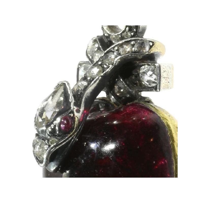 Victorian Antique Garnet and Diamond Snake Pendant Brooch, 1830s For Sale 3