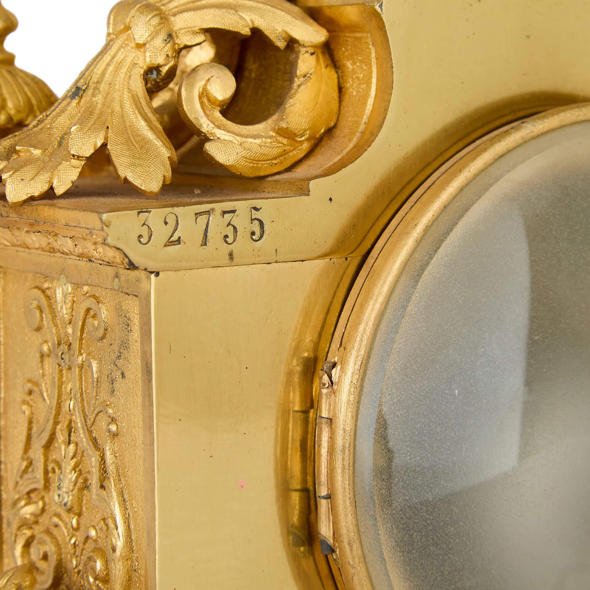 Victorian Antique Gilt Bronze Sèvres Style Porcelain Mantel Clock H. Bright Leam Porcelana en venta