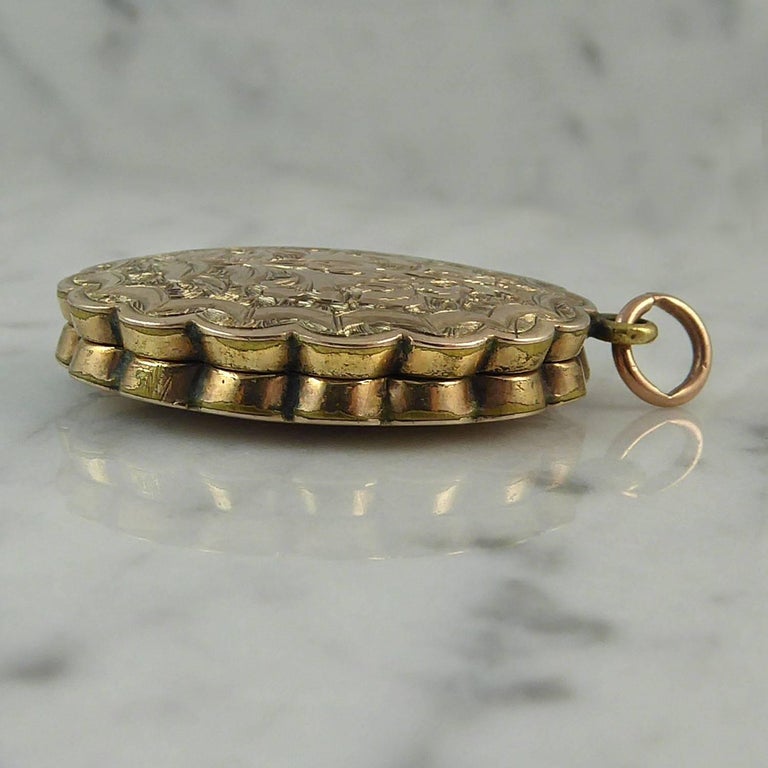 Locket Back Victorian Antique Gold Back and Front Locket, Hand Engraved at 1stDibs