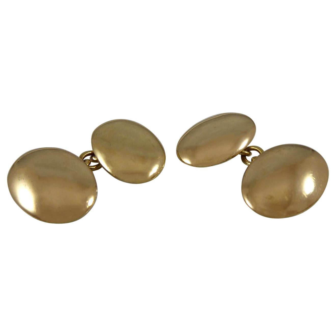 Victorian Antique Gold Cufflinks, 18 Carat Gold Hallmarked 1892, Oval Design