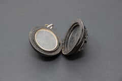 Victorian Antique Gutta Percha Mourning Locket Lady Cameo