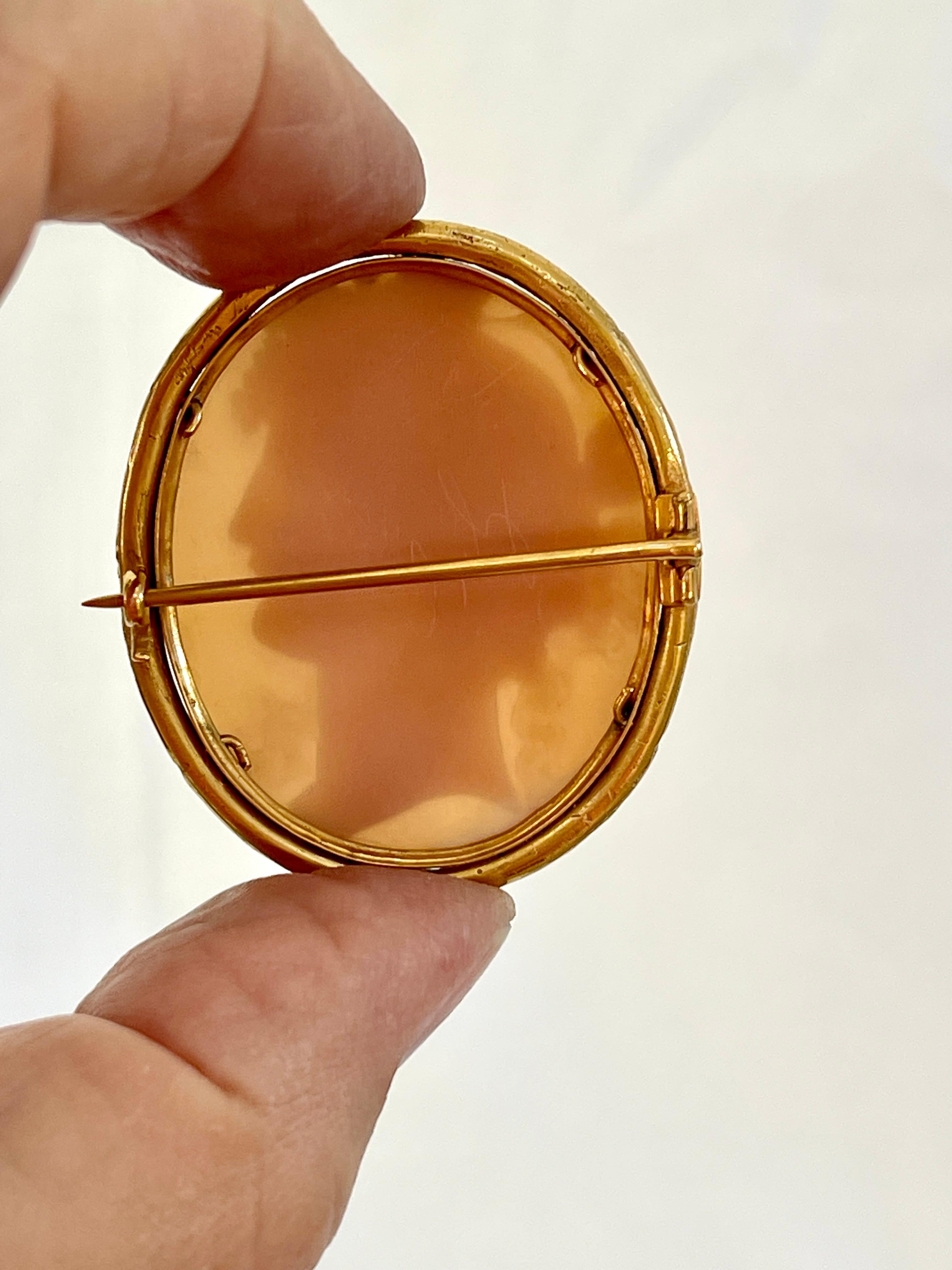 Women's Victorian Antique Hand Carved Cameo Brooch of Dionysus 9ct Yellow Gold C1890s For Sale