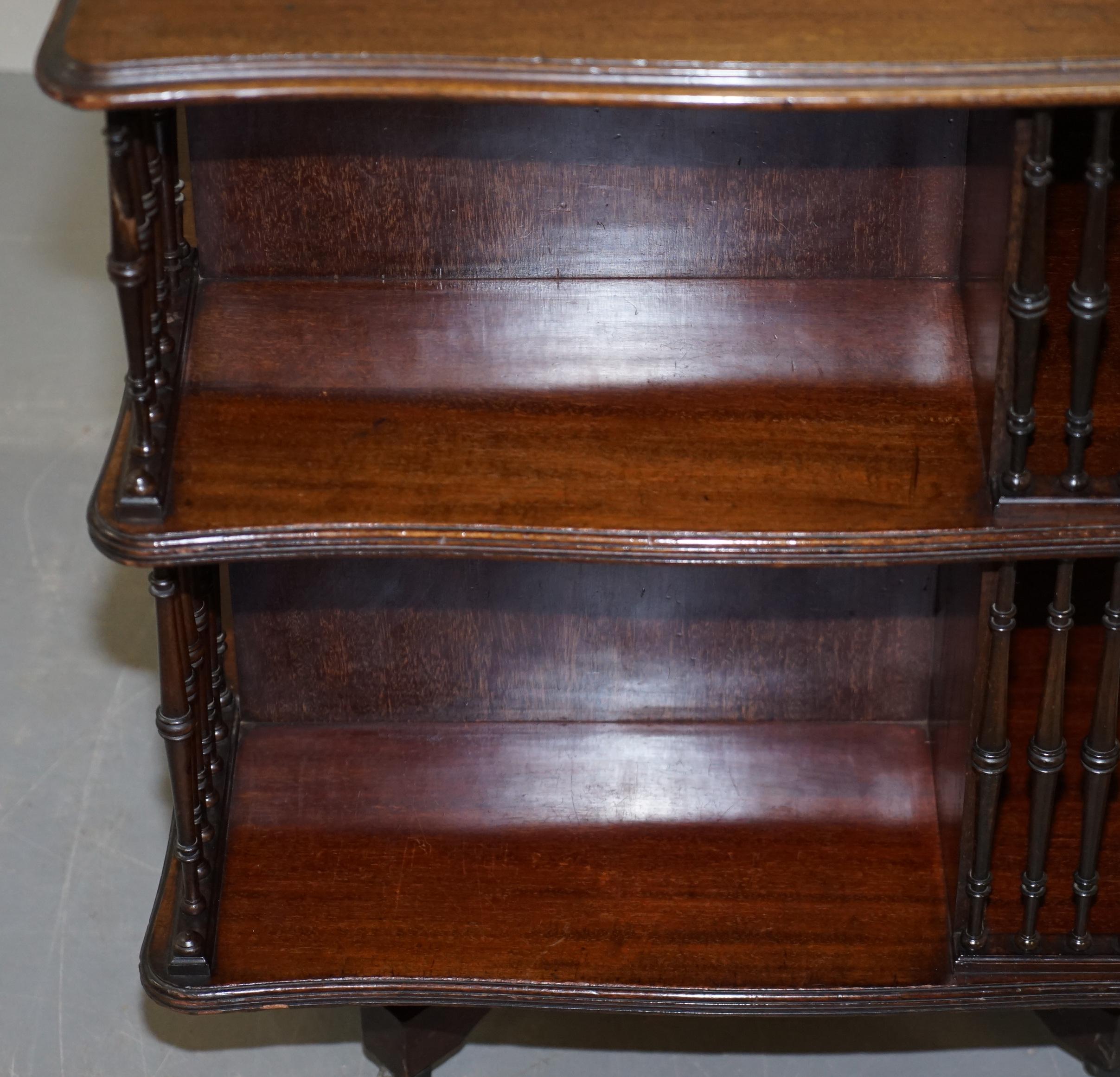 Late 19th Century Victorian Antique Howard & Son's Revolving Library Bookcase Side End Wine Table For Sale