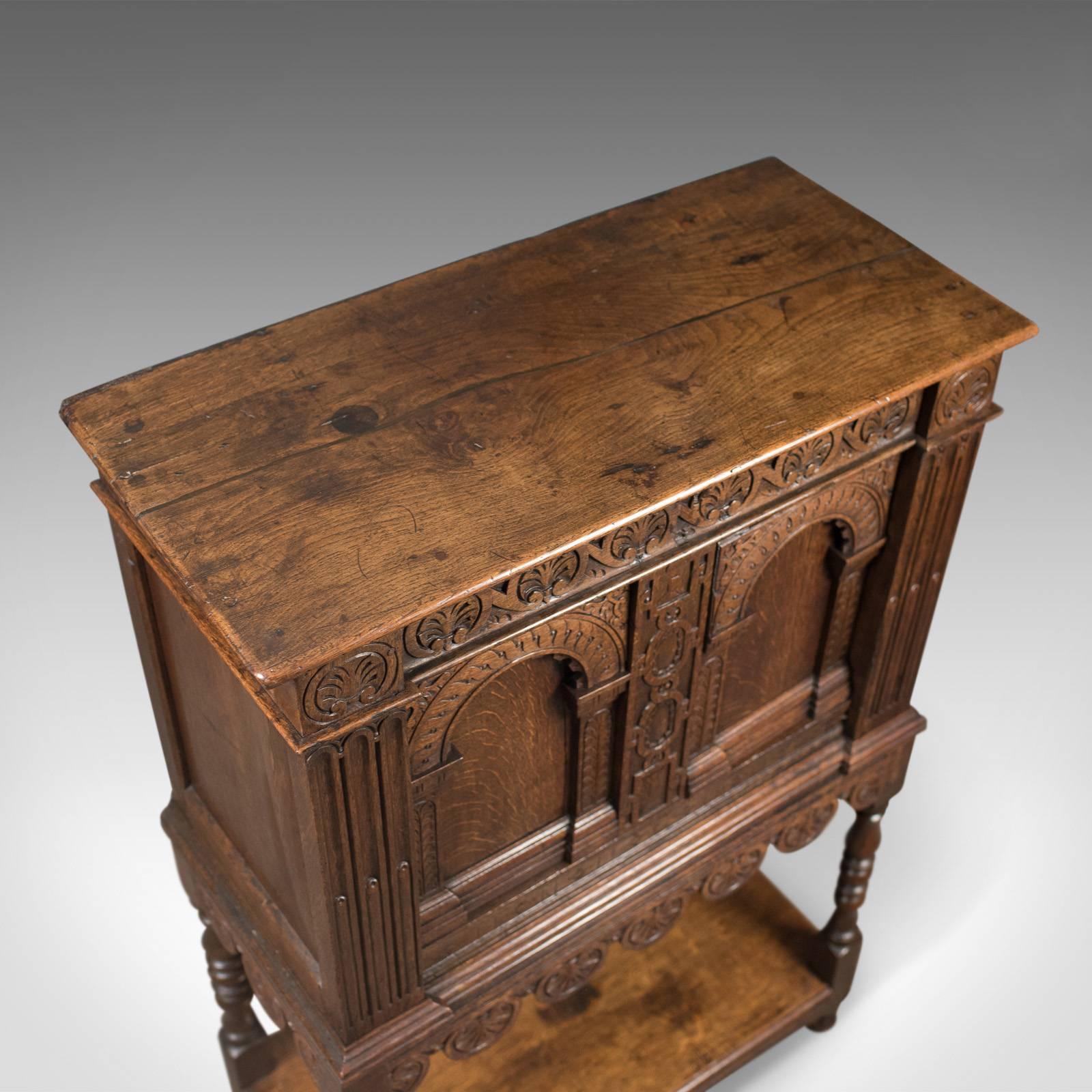 19th Century Victorian Antique Livery Cupboard in the 17th Century Taste, English, Oak