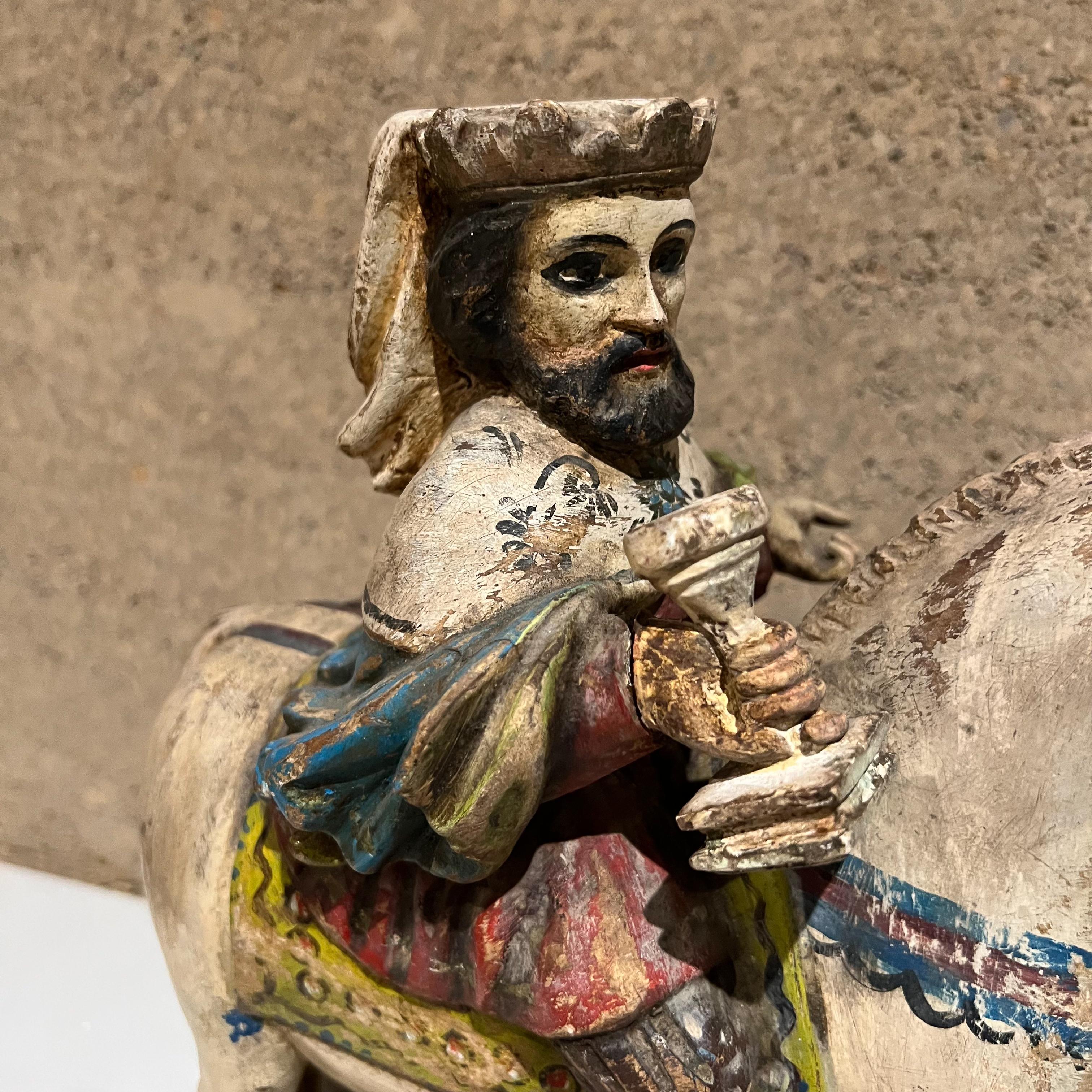 Spain 19th Century Art Hand Painted Sculpture Saint James the Great Matamoros 3