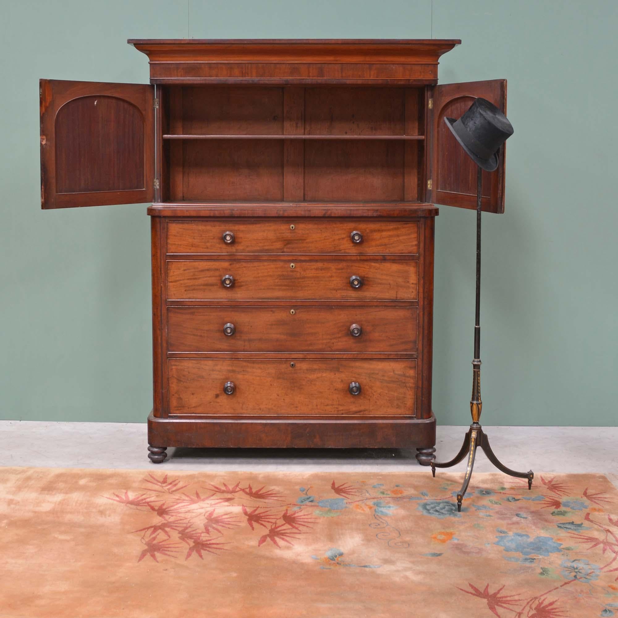 Victorian antique mahogany cupboard chest of drawers In Good Condition For Sale In Castle Douglas, GB
