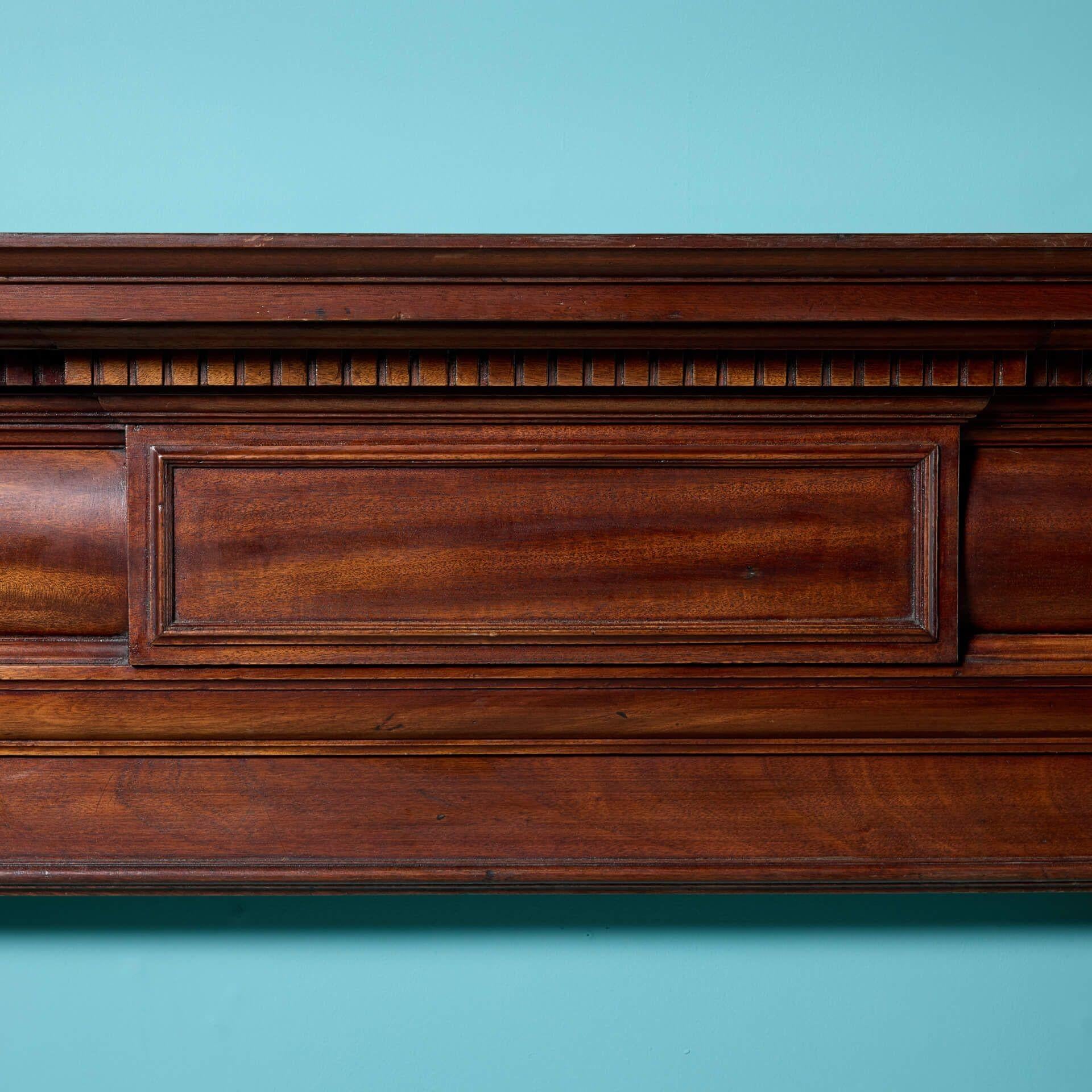 Victorian Antique Mahogany Fire Mantel In Fair Condition For Sale In Wormelow, Herefordshire