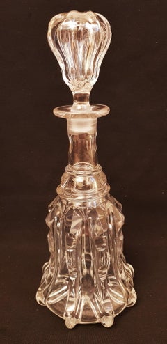 Victorian Antique Newcastle Bell Shaped Pillar Moulded Crystal Decanter, 1850