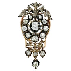 Victorian Antique Old Cut Diamond Pendant Brooch Circa 1880