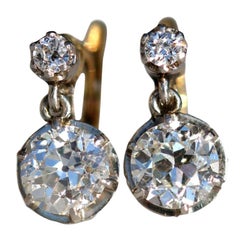 Victorian Antique Old European Cut Diamond Drop Earrings