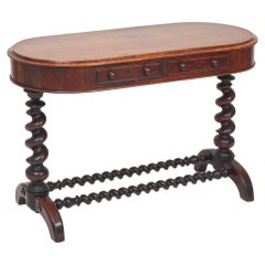 Victorian Antique Oval Mahogany Barley Twist Console Table 