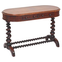 Victorian Antique Oval Mahogany Barley Twist Console Table