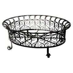 Victorian Antique Oval Wrought Iron Plant Holder