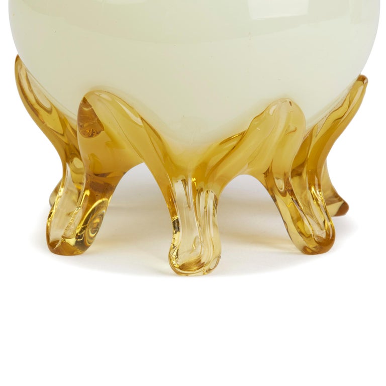 Victorian Antique Pair English Opaque Glass Footed Vases at 1stDibs