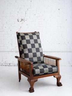 Victorian Antique Paw Foot Morris Chair in Oak