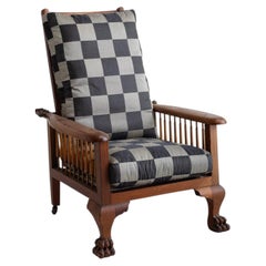 Victorian Antique Paw Foot Morris Chair in Oak