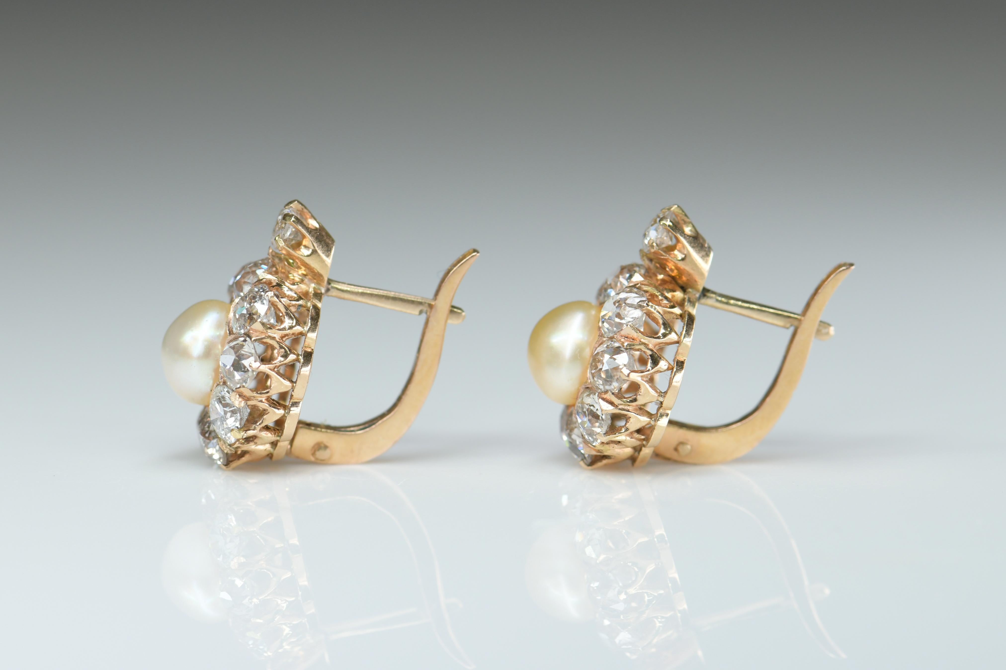 Viktorianische antike Perlen- und Diamant-Cluster-Ohrringe im Zustand „Hervorragend“ im Angebot in Banbury, GB