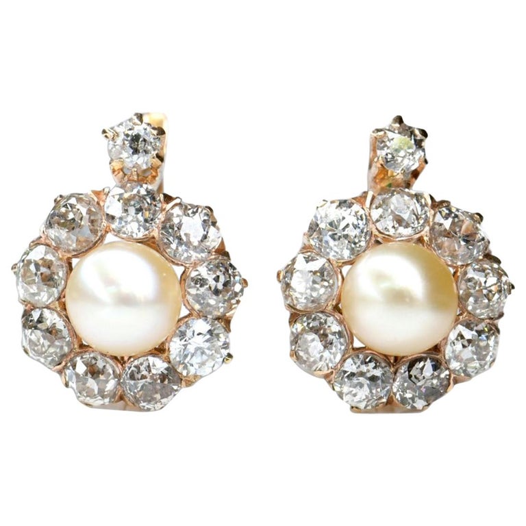 Victorian Antique Pearl And Diamond Cluster Earrings For Sale at 1stDibs   antique pearl earrings, antique diamond cluster earrings, antique diamond  pearl earrings